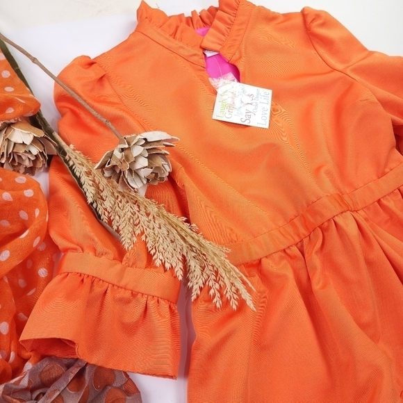 New Gretchen Scott Orange Ruffle Pocketed Dress Sz XS - Picture 4 of 16